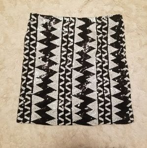 Aztec Print Sequin Bandage Skirt